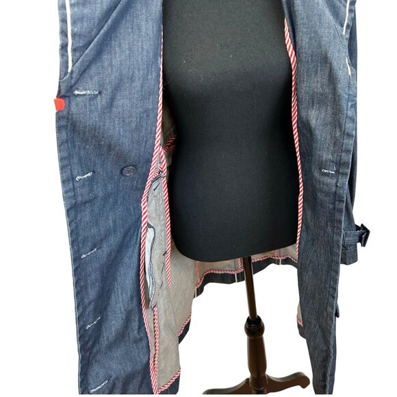 VINTAGE 90s-Y2K Guess Denim Trench Coat Jacket - Picture 10 of 14